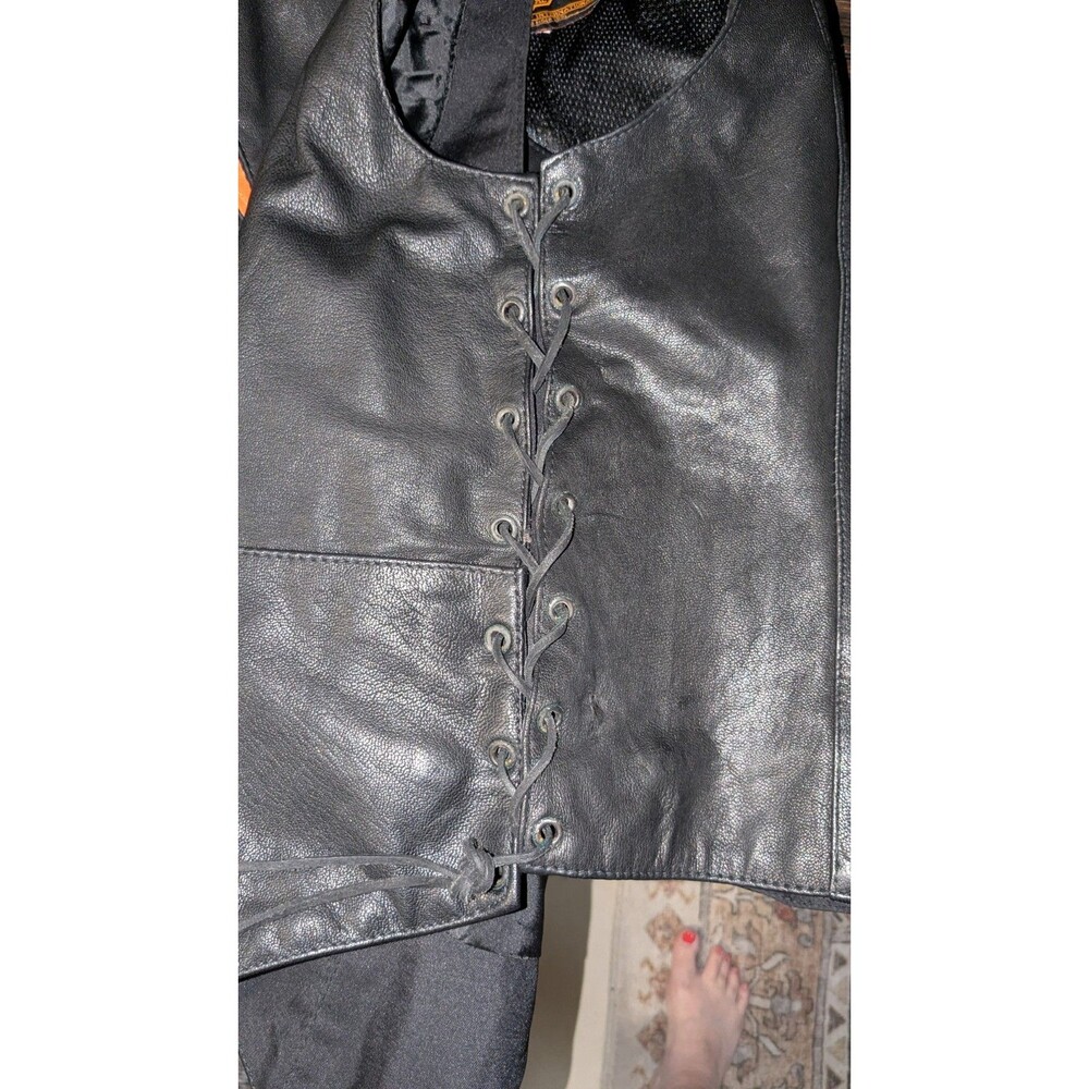 Milwaukee Leather 1254 Women's Black Leather Motorcycle Rider Vest w/ Side Laces - Picture 6 of 11